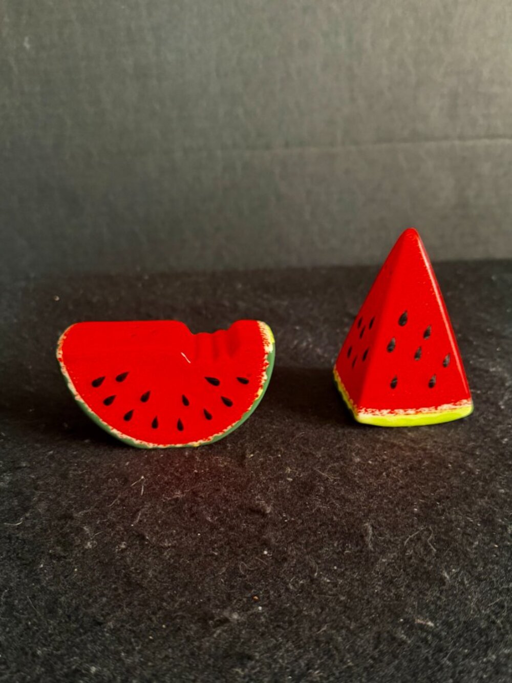 Vintage Handpainted Ceramic ‘Watermelon Slice’ Salt/Pepper Shakers
